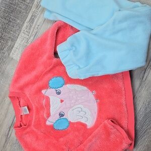 Gymboree Coral and Light Blue Owl Fleece Set
